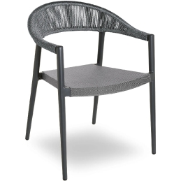 Fauteuil corde Bridge Praga legere et robuste design en aluminium taupe blanc ou noir empilable 