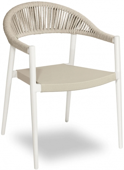 Fauteuil corde Bridge Praga legere et robuste design en aluminium taupe blanc ou noir empilable 