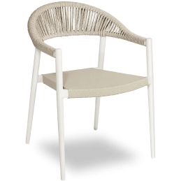 Fauteuil corde Bridge Praga legere et robuste design en aluminium taupe blanc ou noir empilable 