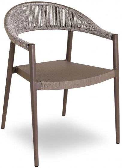 Fauteuil corde Bridge Praga legere et robuste design en aluminium taupe blanc ou noir empilable 