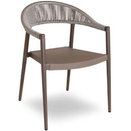 Fauteuil corde Bridge Praga legere et robuste design en aluminium taupe blanc ou noir empilable 