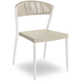 Chaise corde Bridge Praga legere et robuste design en aluminium taupe blanc ou noir empilable nouveau 