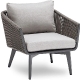 Fauteuil lounge, Diva, Dossier: corde; Structure: aluminium laqué peint; Assise: coussin garni;