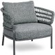 Fauteuil lounge, Bled, Dossier: corde; Structure: aluminium laqué peint; Assise: coussin garni;