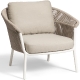 Fauteuil lounge, Lake, Dossier: corde; Fonction: empilable; Structure: aluminium laqué peint; Assise: coussin garni;