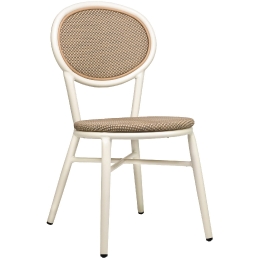 Chaise Rivoli terrasse bar restaurant jardin Cadre en aluminium Résistant aux UV Aspect sangle plate PE 5 mm Empilable