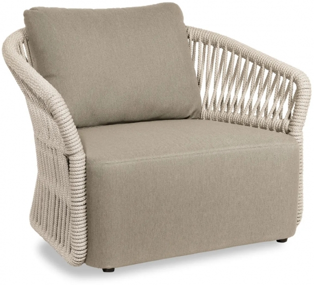 Fauteuil lounge, Method, Dossier: corde; Structure: aluminium laqué peint; Assise: coussin garni;