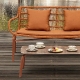 Table basse, Leaf, Structure: aluminium laqué peint; Couleur: orange, anthracite;