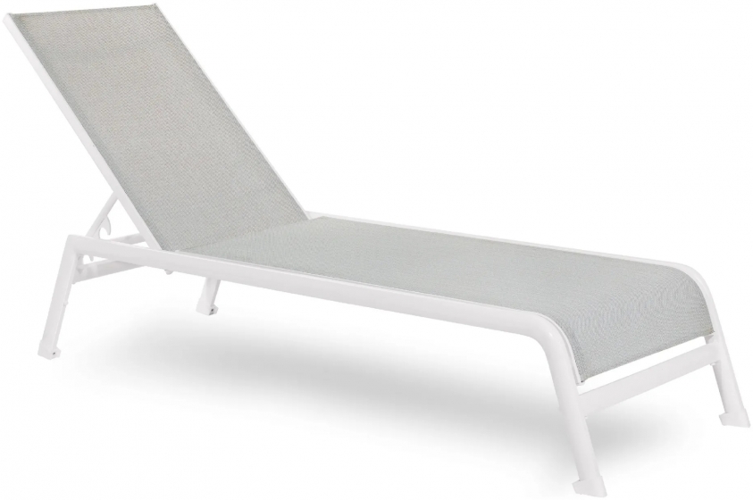 Bain de soleil, Caraïbes, Dossier: toile textylene lavable; Fonction: empilable x 10; Structure: aluminium laqué peint; Assise: 