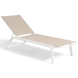 Bain de soleil, Dune, Dossier: toile textylene lavable; Fonction: empilable x 6; Structure: aluminium laqué peint; Assise: toile