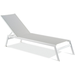 Bain de soleil, Malindi, Dossier: toile textylene lavable; Fonction: empilable x 12; Structure: aluminium laqué peint; Assise: t