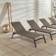 Bain de soleil, Malindi, Dossier: toile textylene lavable; Fonction: empilable x 12; Structure: aluminium laqué peint; Assise: t