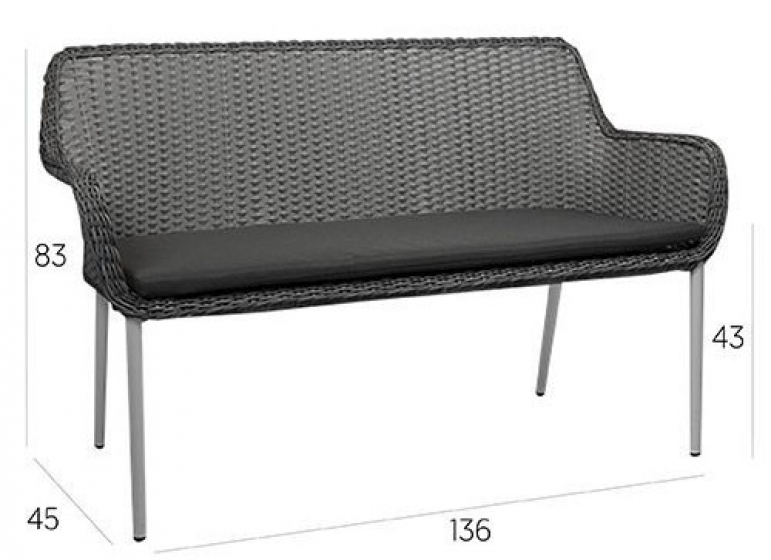 Banquette sofia • Aluminium Ø30*1,5 mm• Revêtement par poudre