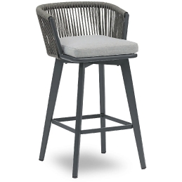 Fauteuil haut, Diva, Dossier: corde; Structure: aluminium laqué peint; Assise: coussin garni;