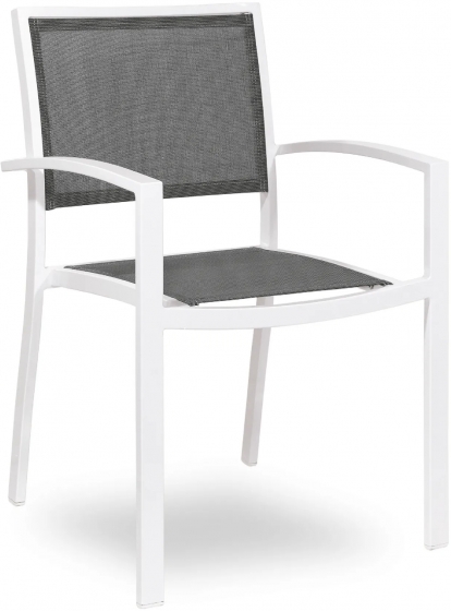  Fauteuil Bridge Méditerranée alu et en toile pour terrasse de restaurant ou buvette empilable noir taupe ou blanc 