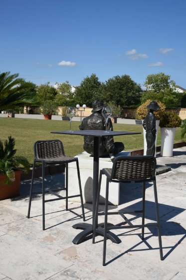 Pied de mange debout, Capri Bar, Structure: fonte d'aluminium, aluminium laqué peint; Couleur: gris, anthracite; Base pieds: qua