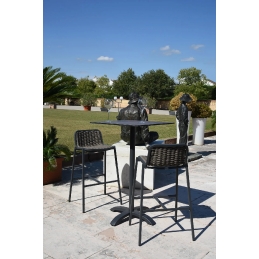 Pied de mange debout, Capri Bar, Structure: fonte d'aluminium, aluminium laqué peint; Couleur: gris, anthracite; Base pieds: qua