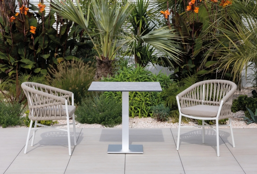 Pied de table colonne Lugano carré Bases en aluminium peint design épuré simple et pratique pour terrasse restaurant gris ou no