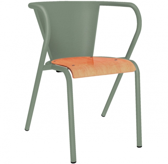 Fauteuil Bridge 5008 bois Adico Dossier: metal; Fonction: empilable x 8; Structure: acier laqué, aluminium; Assise: bois; Couleu