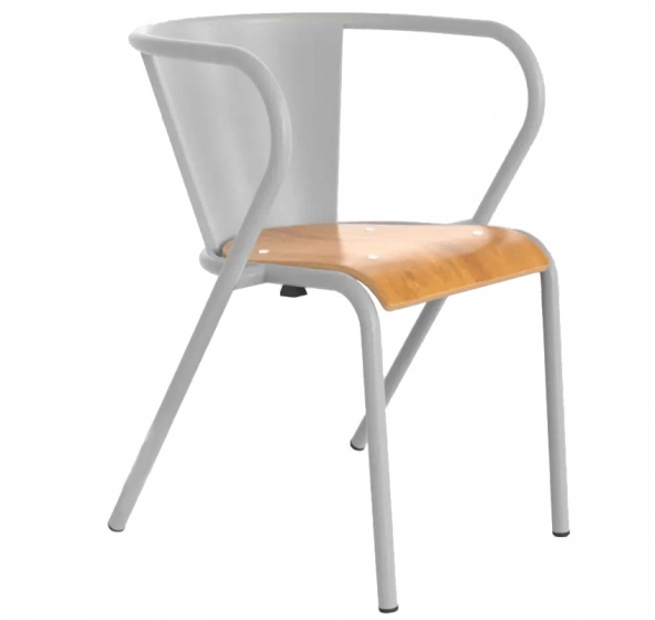 Fauteuil Bridge 5008 bois Adico Dossier: metal; Fonction: empilable x 8; Structure: acier laqué, aluminium; Assise: bois; Couleu