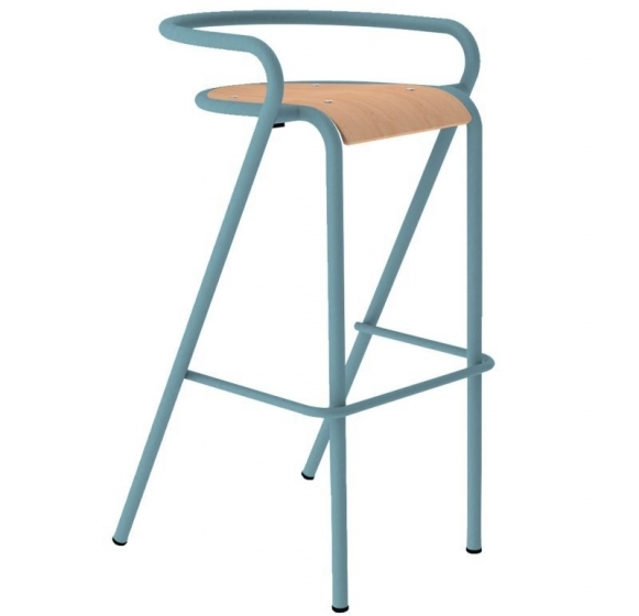 Tabouret 5008 B bois Adico Dossier: metal; Fonction: empilable x 4; Structure: acier- revêtement en poudre; Assise: bois; Couleu