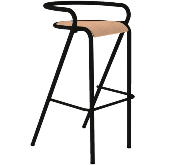 Tabouret 5008 B bois Adico Dossier: metal; Fonction: empilable x 4; Structure: acier- revêtement en poudre; Assise: bois; Couleu