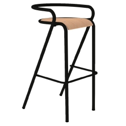 Tabouret 5008 B bois Adico Dossier: metal; Fonction: empilable x 4; Structure: acier- revêtement en poudre; Assise: bois; Couleu