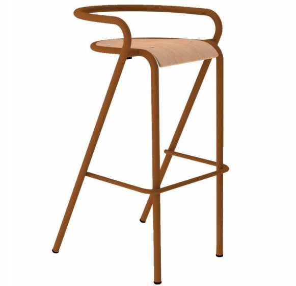 Tabouret 5008 B bois Adico Dossier: metal; Fonction: empilable x 4; Structure: acier- revêtement en poudre; Assise: bois; Couleu