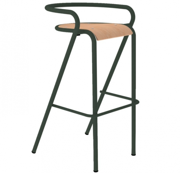 Tabouret 5008 B bois Adico Dossier: metal; Fonction: empilable x 4; Structure: acier- revêtement en poudre; Assise: bois; Couleu