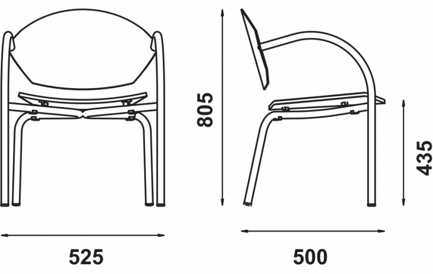 Fauteuil Bridge Capa Adico Dossier: metal; Fonction: empilable x 8; Structure: acier laqué; Assise: bois; Couleur: aux choix per