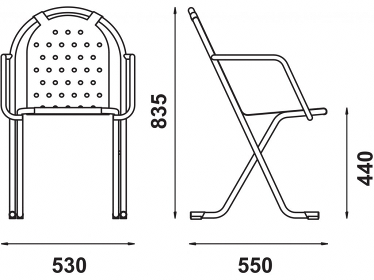 Fauteuil Bridge 5006 Adico Dossier: metal; Fonction: empilable x 12; Structure: acier laqué; Assise: metal; Couleur: aux choix p