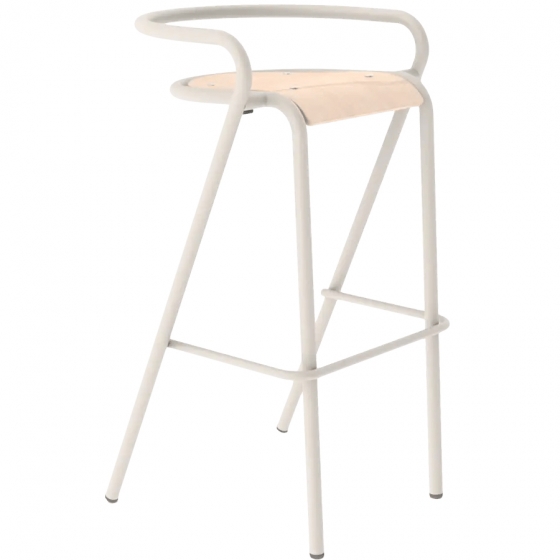 Tabouret 5008 B bois Adico Dossier: metal; Fonction: empilable x 4; Structure: acier- revêtement en poudre; Assise: bois; Couleu