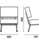 Chauffeuse 745-Out Adico Dossier: garni, toile textylene lavable; Structure: acier laqué; Assise: garnie, toile textylene lavabl