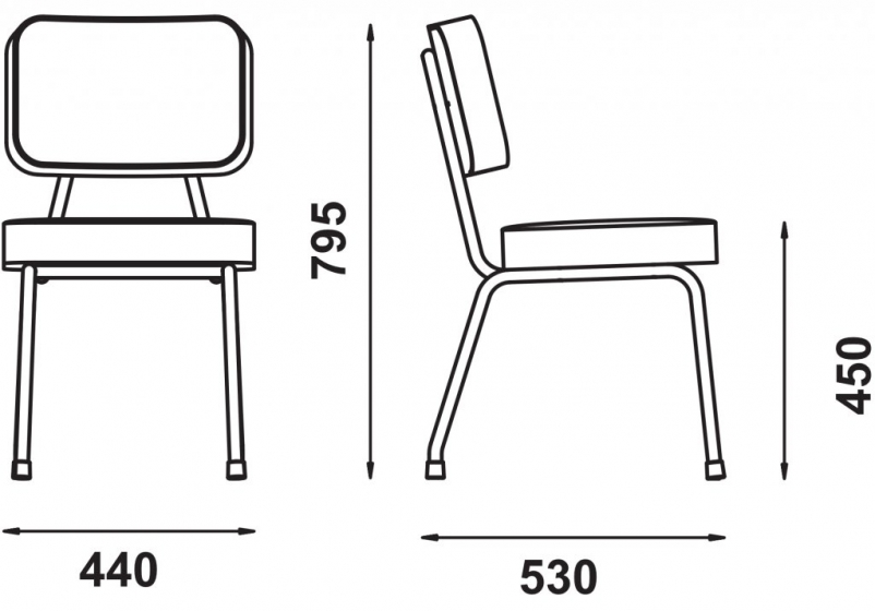 Chaise 684 Adico Dossier: garni, aux choix; Structure: acier chromé, acier laqué; Assise: garnie, aux choix; Couleur: aux choix 