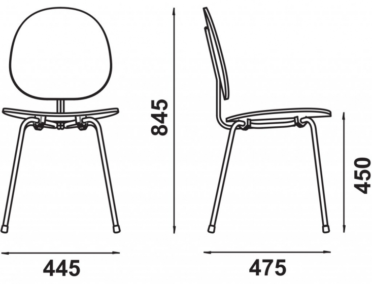 Chaise 704 Adico Dossier: bois, bois multiplis; Structure: acier laqué; Assise: bois, bois multiplis; Couleur: aux choix personn