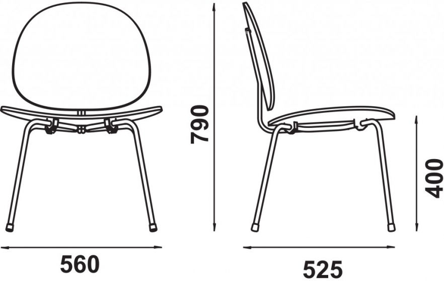 Chaise 704-L Adico Dossier: bois, bois multiplis; Structure: acier chromé, acier laqué; Assise: bois, bois multiplis; Couleur: a