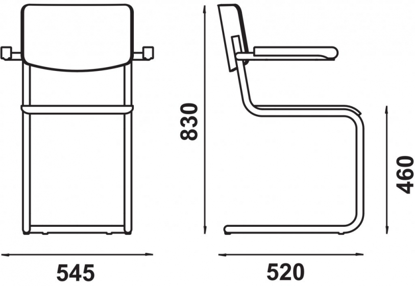 Fauteuil Bridge 226-B Adico Dossier: bois; Structure: acier chromé, acier laqué; Assise: bois; Couleur: aux choix personnalisabl