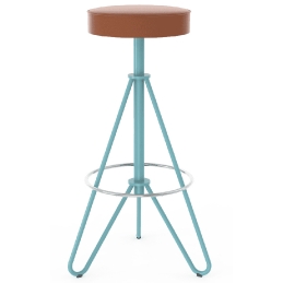 Tabouret 274-B Adico Structure: acier laqué; Assise: garnie, bois; Couleur: aux choix personnalisable avec, touche, structure, i