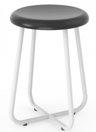 Tabouret bas 341 Adico Structure: acier chromé, acier laqué; Assise: bois; Couleur: aux choix personnalisable pour, avec, assise