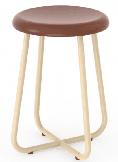 Tabouret bas 341 Adico Structure: acier chromé, acier laqué; Assise: bois; Couleur: aux choix personnalisable pour, avec, assise