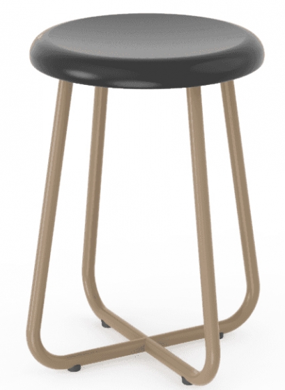 Tabouret bas 341 Adico Structure: acier chromé, acier laqué; Assise: bois; Couleur: aux choix personnalisable pour, avec, assise