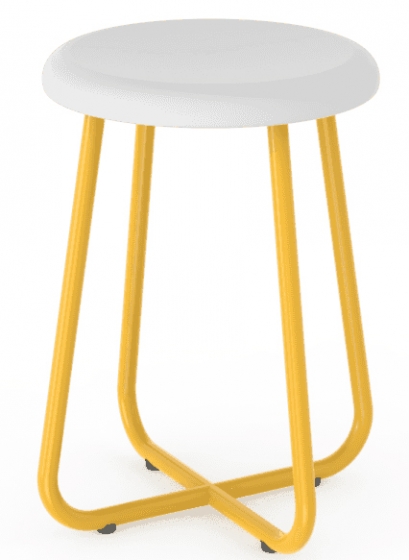 Tabouret bas 341 Adico Structure: acier chromé, acier laqué; Assise: bois; Couleur: aux choix personnalisable pour, avec, assise