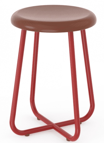 Tabouret bas 341 Adico Structure: acier chromé, acier laqué; Assise: bois; Couleur: aux choix personnalisable pour, avec, assise