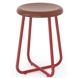 Tabouret bas 341 Adico Structure: acier chromé, acier laqué; Assise: bois; Couleur: aux choix personnalisable pour, avec, assise