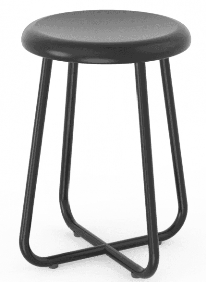 Tabouret bas 341 Adico Structure: acier chromé, acier laqué; Assise: bois; Couleur: aux choix personnalisable pour, avec, assise