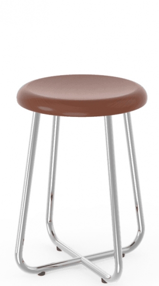 Tabouret bas 341 Adico Structure: acier chromé, acier laqué; Assise: bois; Couleur: aux choix personnalisable pour, avec, assise