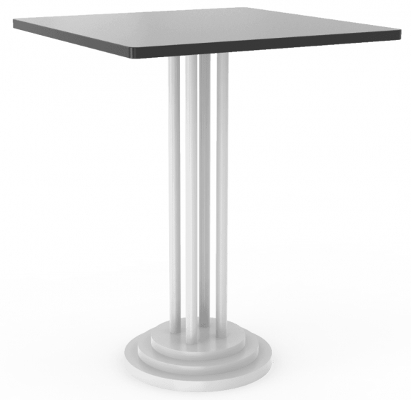 Table guéridon 282 Adico Structure: acier chromé, acier laqué; Couleur: aux choix personnalisable; Base pieds: fonte, ronde; Col