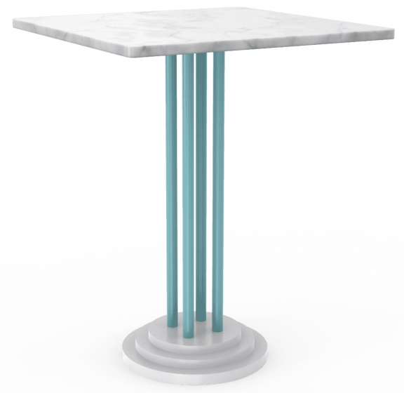 Table guéridon 282 Adico Structure: acier chromé, acier laqué; Couleur: aux choix personnalisable; Base pieds: fonte, ronde; Col