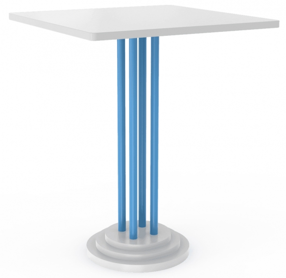 Table guéridon 282 Adico Structure: acier chromé, acier laqué; Couleur: aux choix personnalisable; Base pieds: fonte, ronde; Col