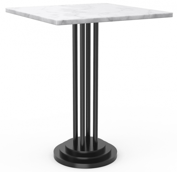 Table guéridon 282 Adico Structure: acier chromé, acier laqué; Couleur: aux choix personnalisable; Base pieds: fonte, ronde; Col